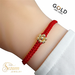 Гривна макраме със златно цвете 14К (585) – ръчна изработка