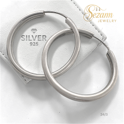 Сребърни обеци халки – 25 мм диаметър, 3 мм ширина