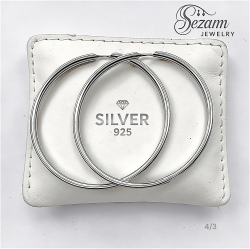 Сребърни обеци халки 925 – 40 мм / 3 мм, дамски модел с квадратна линия