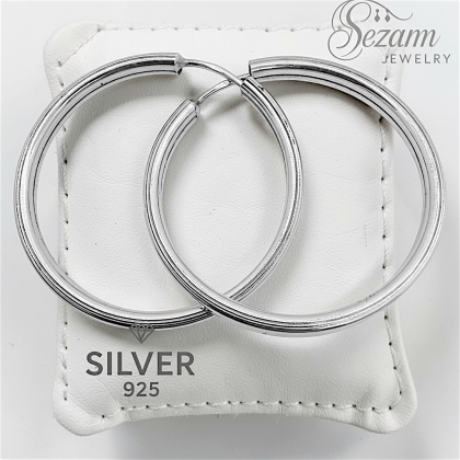 Сребърни обеци халки – 25 мм диаметър, 3 мм ширина