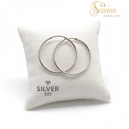 Сребърни обеци халки – 25 мм диаметър, 2 мм ширина