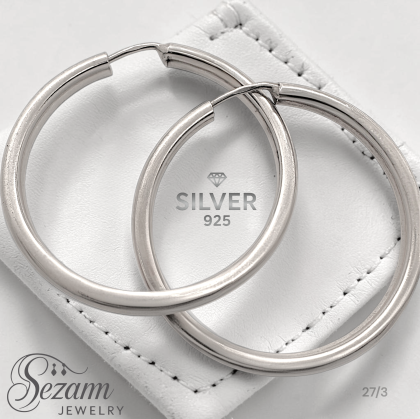 Сребърни обеци халки 27 мм (вътр.) / 3 мм – Сребро 925