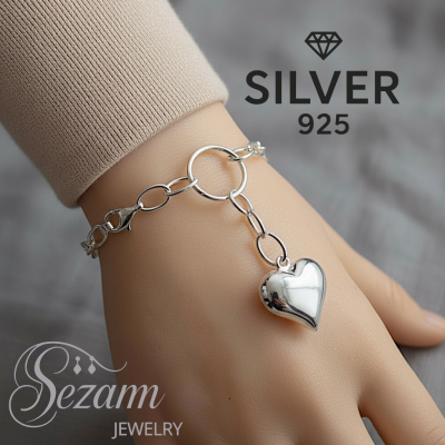 Сребърна гривна 925 с висулка сърце – елегантен символ на любов и стил | Sezam Jewelry