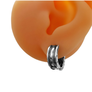 Патинирани сребърни халки 925 – масивен унисекс модел с релефен дизайн (15–16 мм)