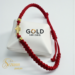 Гривна с златно кръстче 14K (585) – ръчна изработка