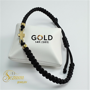 Гривна с златно кръстче 14K (585) – ръчна изработка