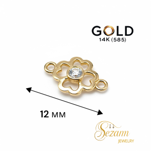 Ръчно плетена гривна със златна детелина с вградено камъче – 14K злато (585)