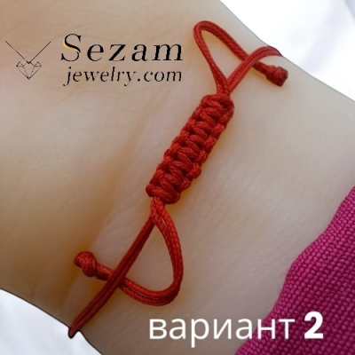 Плетена макраме гривна със златна розета 14K (585) – розета 17 мм, червена или черна