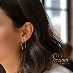 Сребърни обеци халки – 25 мм диаметър, 3 мм ширина