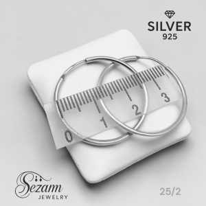 Сребърни обеци халки – 25 мм диаметър, 2 мм ширина