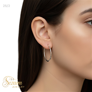 Сребърни обеци халки – 25 мм диаметър, 2 мм ширина