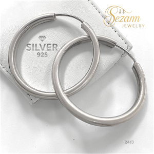 Сребърни обеци халки 925 – 24 мм / 3 мм, дамски модел