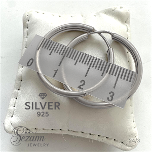 Сребърни обеци халки 925 – 24 мм / 3 мм, дамски модел