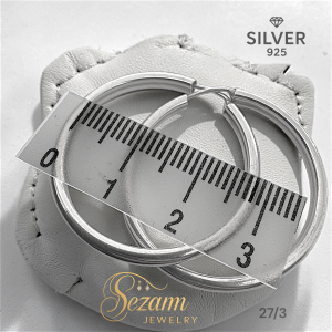 Сребърни обеци халки 27 мм (вътр.) / 3 мм – Сребро 925